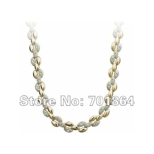 8pcs/lot Free Shipping Fashion Gift Jewelry Wheat Short Necklace Wheatear Gold with Silver color with Rhinestones
