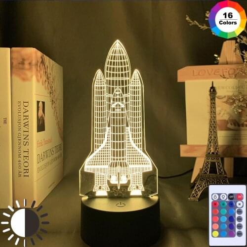 Acrylic 3D Illusion Led Night Light Rocket Model Color Changing Touch Sensor Nightlight for Kids Child Bedroom Decor Table Lamp