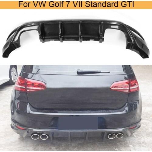 Carbon Fiber Car Rear Bumper Diffuser Lip Spoiler For Volkswagen VW Golf 7 VII Standard And GTI 14-16 Black FRP Four Outlet