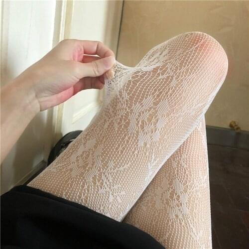Lolita- Hollow Fishnet Stockings Womens Bottom Fishnet Stockings Retro Japanese Style Lolita Wicker White