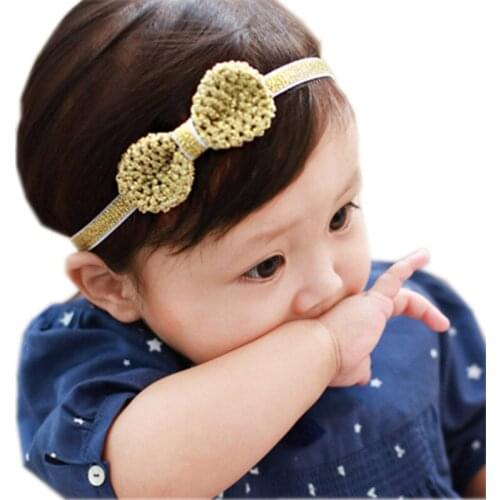 Baby Glitter Bow-knot Hairband Hair Accessories Silver Gold Headband Infant Girl Hair Band Childern Hair Clips
