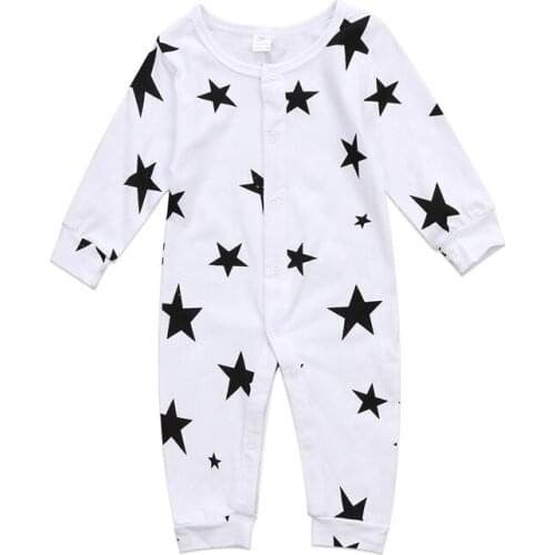 Fast Shipping New Casual Infant Baby Boy Girls Casual Print Stars Romper Long Sleeve Jumpsuit Pants Outfits UK