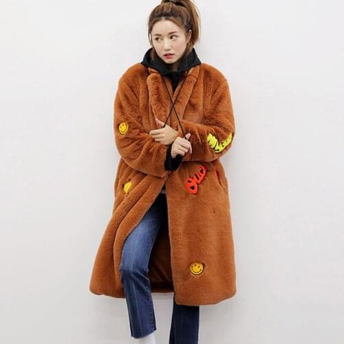 Savabien Long Faux Rabbit Fur Coat Casual Warm Women Winter Jacket Fluffy Furry Thick Fake Fur Jacket Coats Festival Streetwear