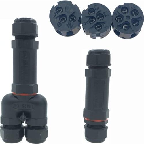 IP68 Two-way I-type three-way Y-type waterproof connector connector M25-3 core 4 core 5 core suitable for cable diameter 10-16mm