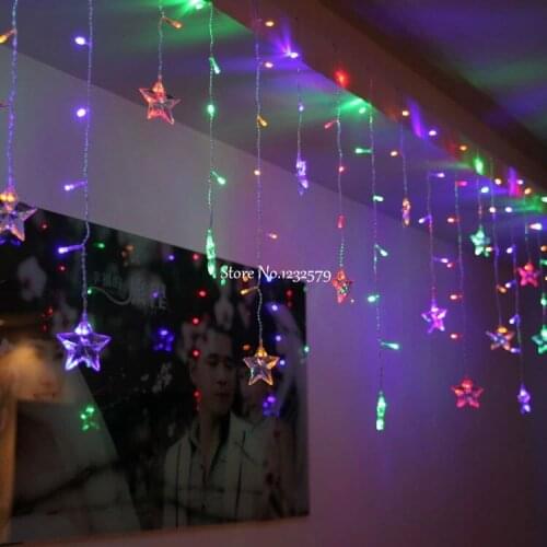110/220V 4M 100 Led Curtain String Lights 18p star Christmas Garden lamps Wedding Party Decorations