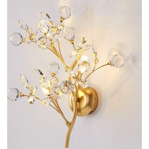 Crystal Wall Lamp Light Luxury Living Room Background Wall Lamp Modern Minimalist Staircase Aisle Corridor Bedroom Bedside Lamps