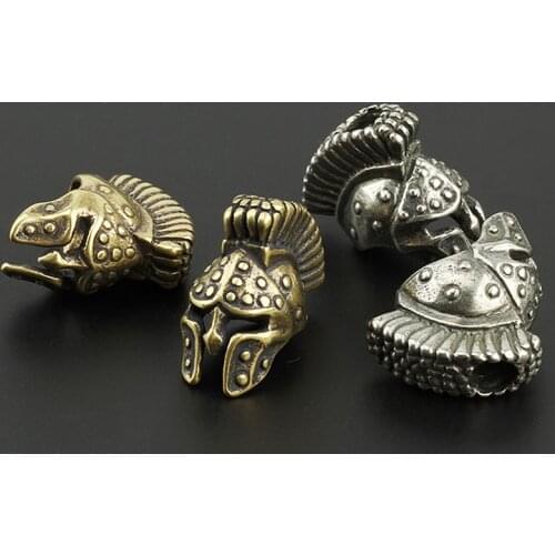 Outdoor Tools Spartan Helmet Paracord Accessory EDC DIY Warrior Knife Beads Pendant Brass