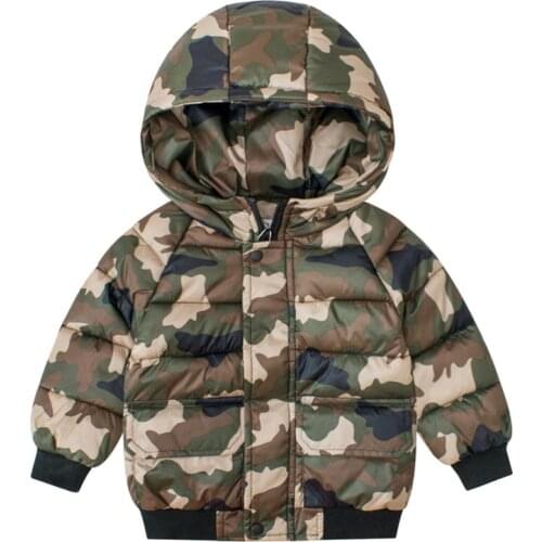 Boy Camouflage Jackets 2021 Autumn Korean Childrens Thick Zipper Hooded Coat Baby Boys Fall Winter Jacket 2-9Y
