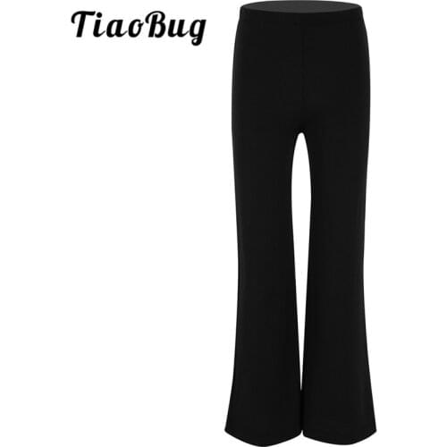 TiaoBug Kids Teens Black Classic Stretchy Boot Cut Pants Trousers Dancewear Children Boys Stage Performance Jazz Dance Costume