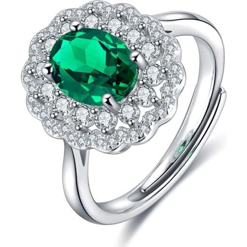 2021 Fashion High Quality 925 Sterling Silver 1.0ct Emerald Ring Wedding Jewelry For Men Women Unisex Bijoux Femme