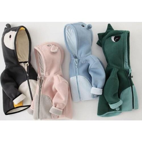 2021 Baby Girls Clothes Fleece Coats Autumn And Winter Jackets For Boys 1-5y Long Sleeve Coats With Hooded Toddler Infants Ins