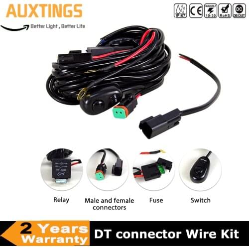 DT Wiring Harness Kit Loom Waterproof Wires Cable 10ft 12V 40A for Led Work Light Bar Boat ATV Truck