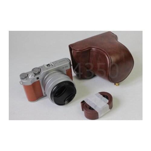 Leather camera case bag cover for Fuji XA5 Fujifilm XA5 XA-5 (15-45mm Lens) with Camera Shoulder Strap Protective Bottom Case