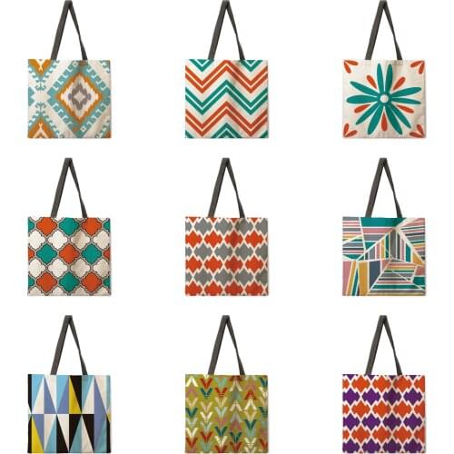 Red Sunflower Tote Bag Shoulder Bag Linen Fabric Casual Tote Bag Foldable Shopping Bag Reusable Beach Bag