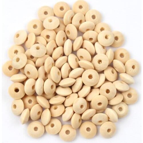 100Pcs 5x8mm 6x12mm Natural Wood Loose Spacer Beads Round Flat Lead-free Wooden Beads For Jewelry Making DIY Bracelet Necklace