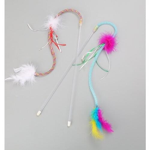 Legendog Cat Teaser Wand Cat Interactive Toy Fake Feather Cat Toy Cat Wand Toy for Pet Funny Exercise Playing Training Toys