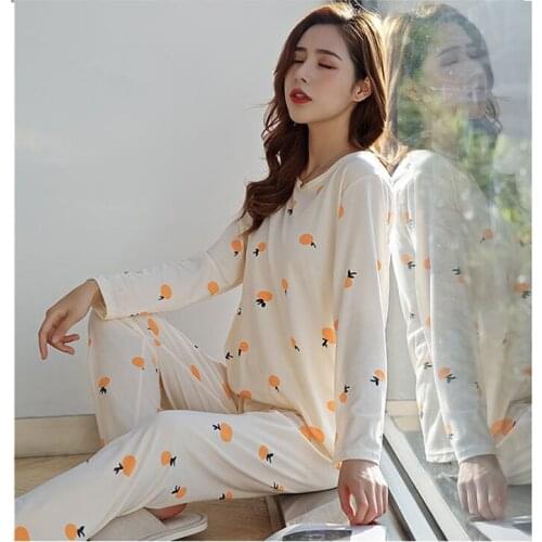 Hot Wholesale Pajamas Sets Spring Autumn 18 Style Thin Carton Generation Women Long Sleepwear Suit Home Women Female Sleepwear