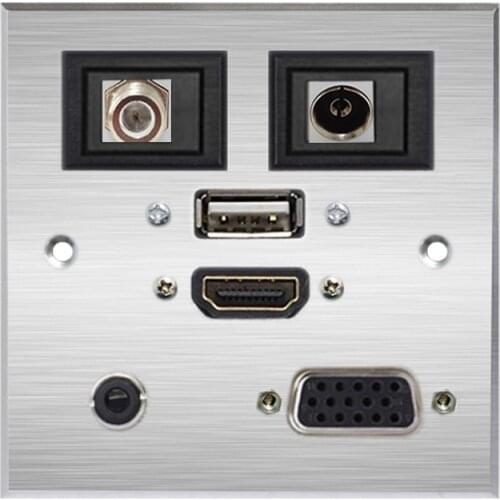 Desktop Wall Installation Socket Aluminium Alloy Plate Dual Network/TV/Optical Fiber/BNC USB VGA 3.5MM HDMI-compatible