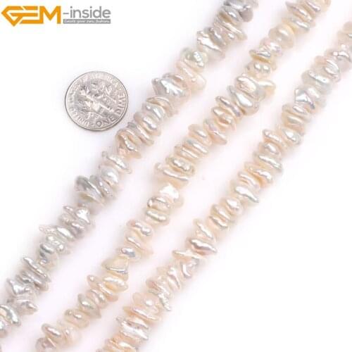 Gem-inside Natural White Purple Black Reborn Freshwater Cultured Pearls heishi spacer Beads for Jewelry Making 15'' DIY