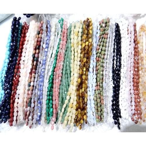 Natural stone Quartz crystal lapis Turquoises tiger ey Opal Cut egg shape beads pendant Jewelry making necklace Accessories25pcs