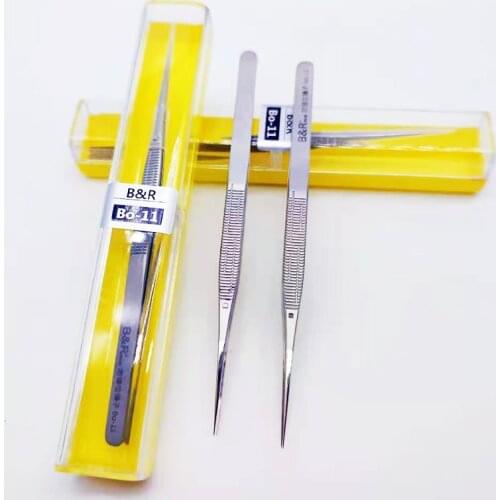 BO-11 Precise Anti-Dislocation Tweezers Lengthened Clasp For IPhone Mainboard Fingerprint Repair Fly Line BGA Weld Tweezer tools