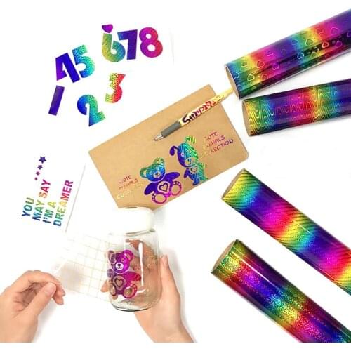 30.5x152cm Laser Rainbow Self-adhesive Vinyl Cup Sticker Car Sticker Wall Home Decoration DIY Mugs Lettering Scrapbooks Decals