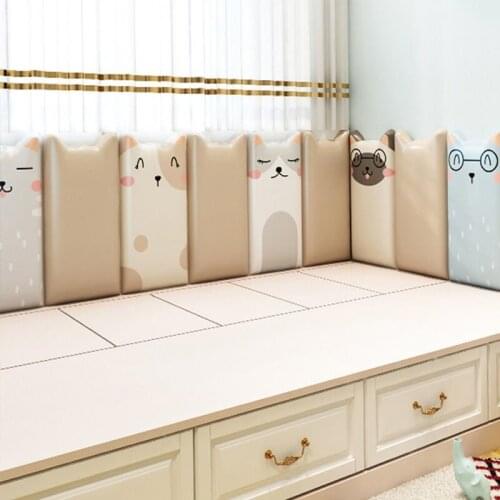 Cat Self-Adhesive Bed Headboards Anti-Collision Tatami Kids Bedroom Decor Stickers Tete De Lit Cabecero Decoration Aesthetic