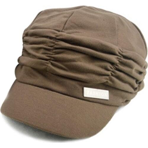 2018 New Korean solid Hat Women autumn and winter gorras mujer knit hat pleated Newsboy Cap Warm Outdoors Visor Skull Caps black