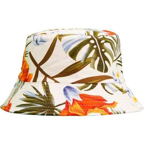 Fisherman hat woman color and personality hip hop double-faced wearing basin hat travel versatile shade hat flower bucket hat
