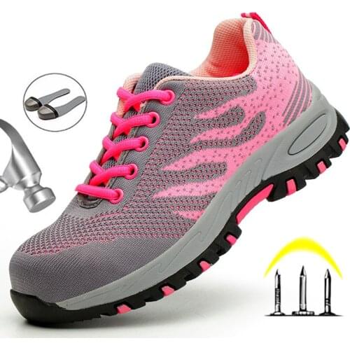 Steel Toe Work Safety Shoes For Women Lightweight Breathable Sneakers Anti-Smashing Non-slip Protective Safety Boots Footwear