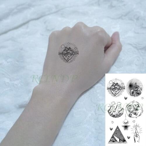 Waterproof Temporary Tattoo Sticker Moon Planet Mountain Fake Tatto Flash Tatoo Neck Back Foot Shoulder for Kids Women Men