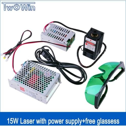 High Power Diode Laser 15W/15000mW Focusable Blue Laser Module 450nm with TTL Driver for laser cutter engraving machine cnc