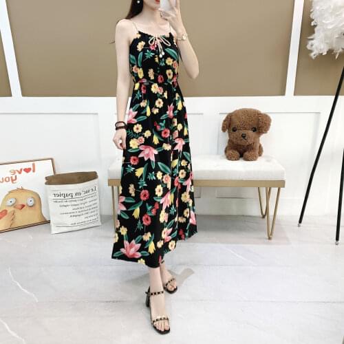 2021 Fashion Summer Yellow Black Navy Blue White Floral Womens Beach Long Dress Casual Sling Sexy Off Shoulders Maxi Dresses