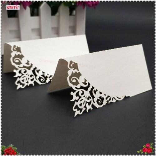Birthday Party Decor Place Cards Laser Cut 10/50/100pcs Hollow Pattern Heart Shape Wedding Event Table Name Card Flower 5Z