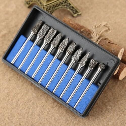 10Pcs/set Tungsten Steel Carbide Burrs Die Grinder Power Drill Bits Rotary Tool