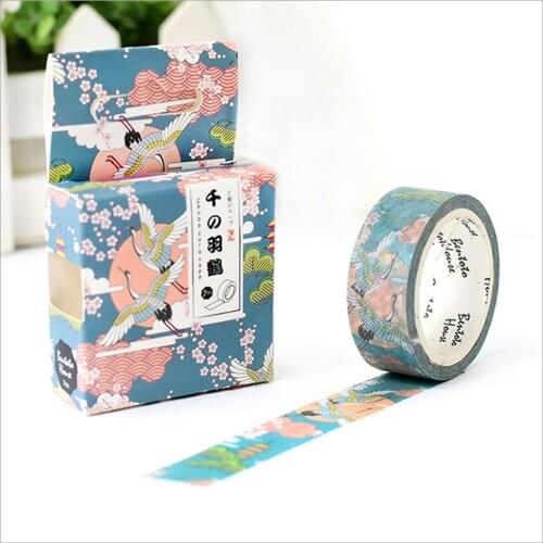 15mm Wide Flying Feather Crane Swatch Washi Tape Adhesive Tape DIY Decorative Diary Scrapbook Sticker Label Masking Tape