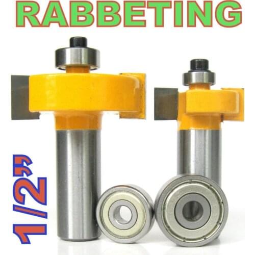 2 pc 1/2 SH 1/2, 3/8 Rabbeting & Slotting Router Bit w/2pc Bearings Set wood cutter woodworking bits wood milling cutter