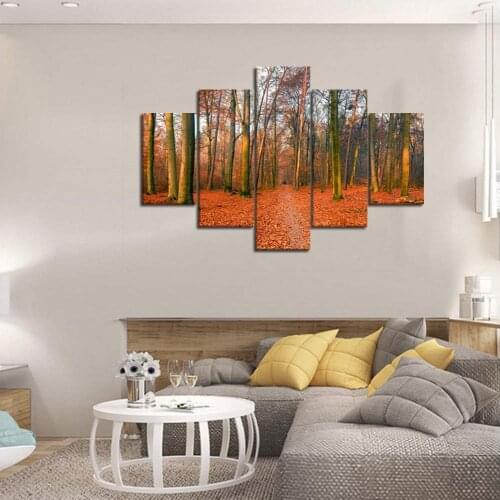 5 Panels Red Forest HD Canvas Print Painting Artwork Modern Home Wall Decor Painting Canvas Art HD Picture On Canvas Prints