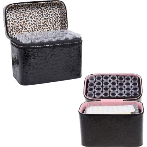 84 Bottles Diamond Painting Box Charms Rhinestones Tool Storage Bag PU Leather Case Organizer Holder Accessory E56C