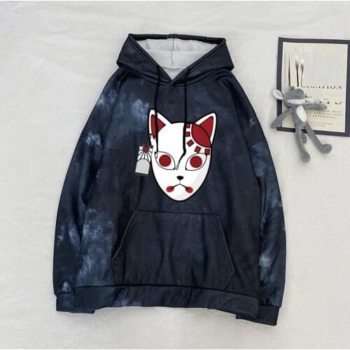 Anime Demon Slayer Pullover Hoodie Tanjiro Kamado Print Sweatshirt Men/women Tie-dye Costume Harajuku Cosplay Clothes Unisex
