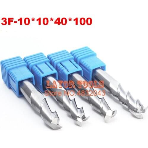 Free Shipping 10mm Long End Mill 10*10*40*100L 3 Flutes Aluminum Carbide End mills,Carbide CNC End mill Router Bits,lathe tool