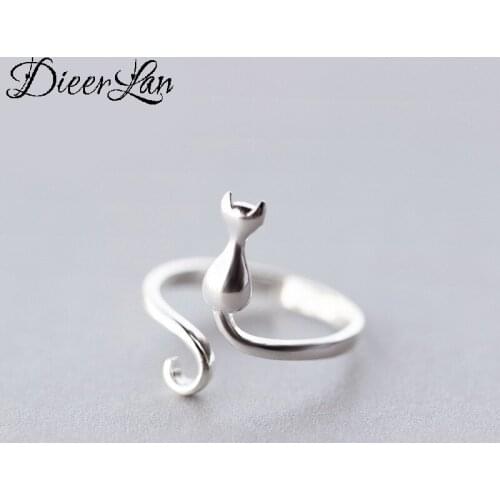 Bohemian Vintage Silver Color Cat Rings for Women Wedding Jewelry Adjustable Antique Rings Anillos