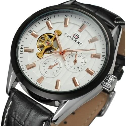 FORSINING Classic Dress Auto Tourbillon Mechanical Watch Men Chronograph Working Sub-dial Fashion Mens Watches Top Brand Luxury
