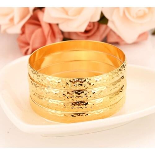Fashion Dubai Rice character Bangle Jewelry 18 K Yellow Fine Solid Gold Filled Dubai Bracelet Women Africa Arab Items
