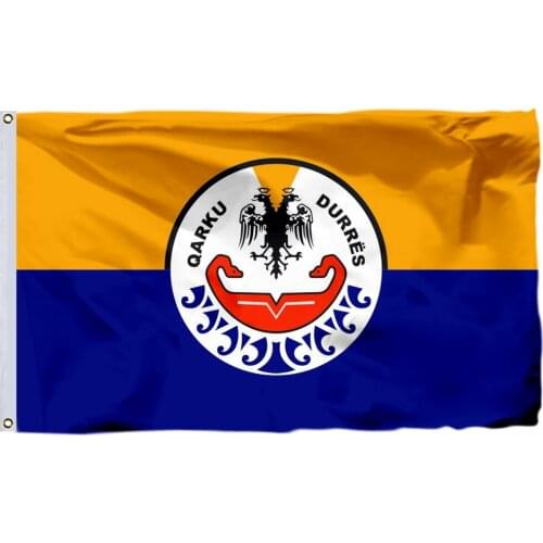 Albania Stema e Qarkut Durrës Flag 3x5ft 90x150cm Custom High Quality Double Sided Printing Banner