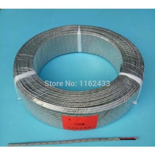 FTARE02 100m K J thermocouple PT100 RTD extension wire high temperature resistance compensation cable for temperature sensor
