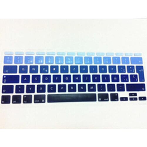 Gradient Blue Rainbow Spanish UK EU Silicone Keyboard Cover Skin Protector For Apple MacBook Air 11" 11.6 Inch 11.6 For Mac