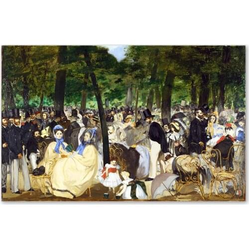 Canvas Painting Music in the Tuileries Gardens Art Home Decor Quality Poster Living Bedroom Kids Room Wall Decor Picture