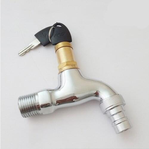 Copper Valve Core Bibcocks Outdoor Water Tap With Lock Basin Washing Machine Garden Stainless Steel Safety Faucet Hardware