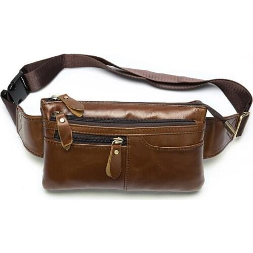 Mens Waist Bag Male Genuine Leather Men Pack Bags for Men Belt Bag Men Phone Man Pouch Shoulder Bags Travel Waist Pack